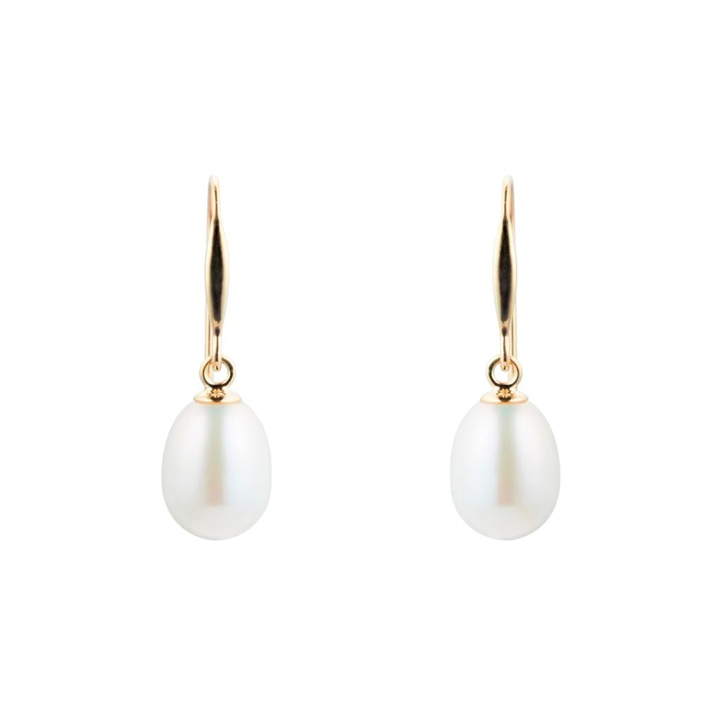9ct Yellow Gold 7mm Freshwater Pearl Drop Earrings