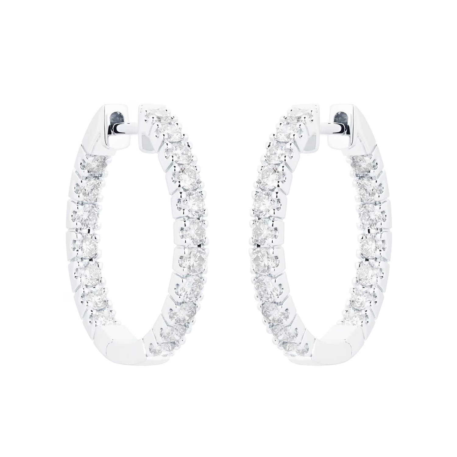 18ct White Gold 1.00cttw Diamond 20mm Hoop Earrings