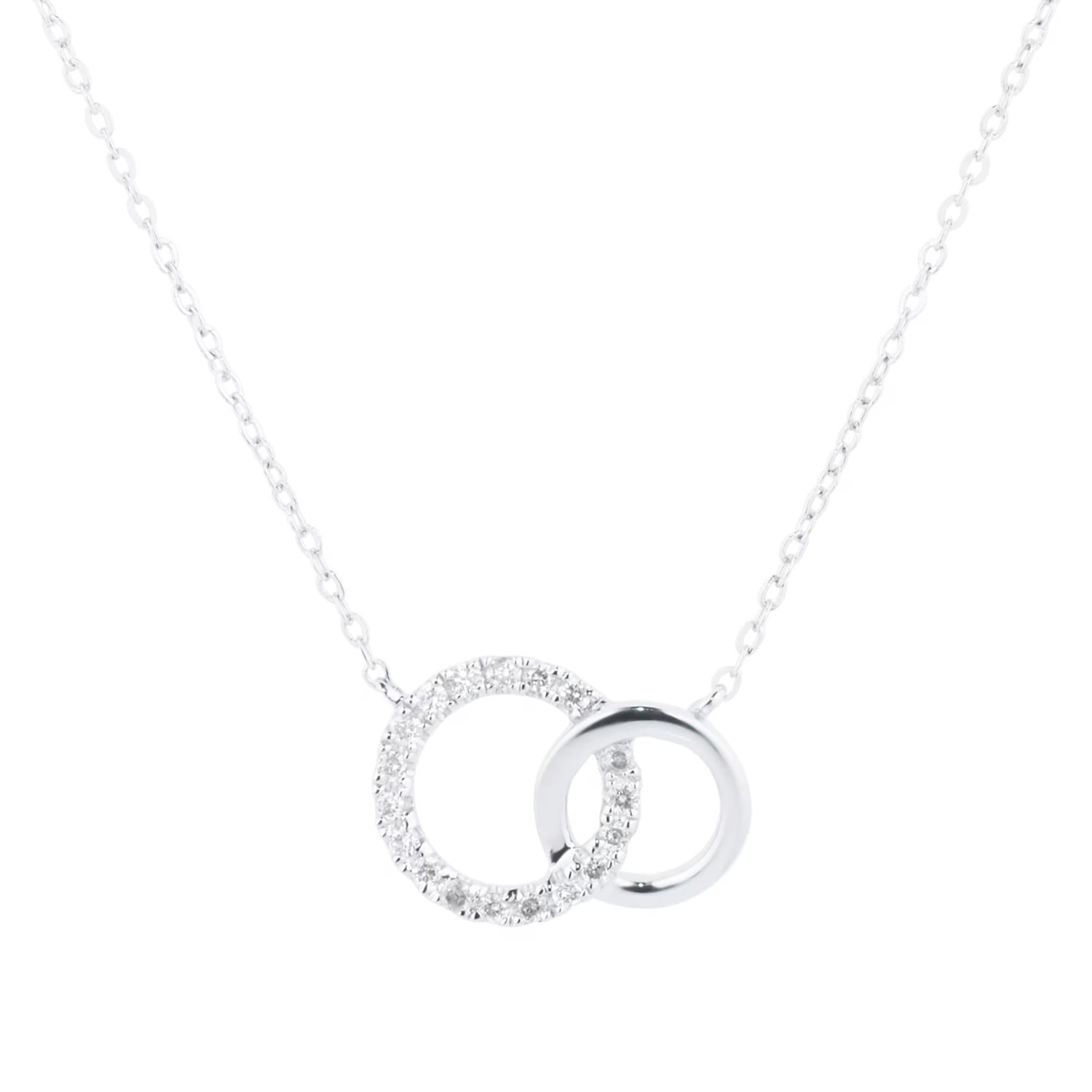 9ct White Gold 0.05cttw Diamond Circle Necklace