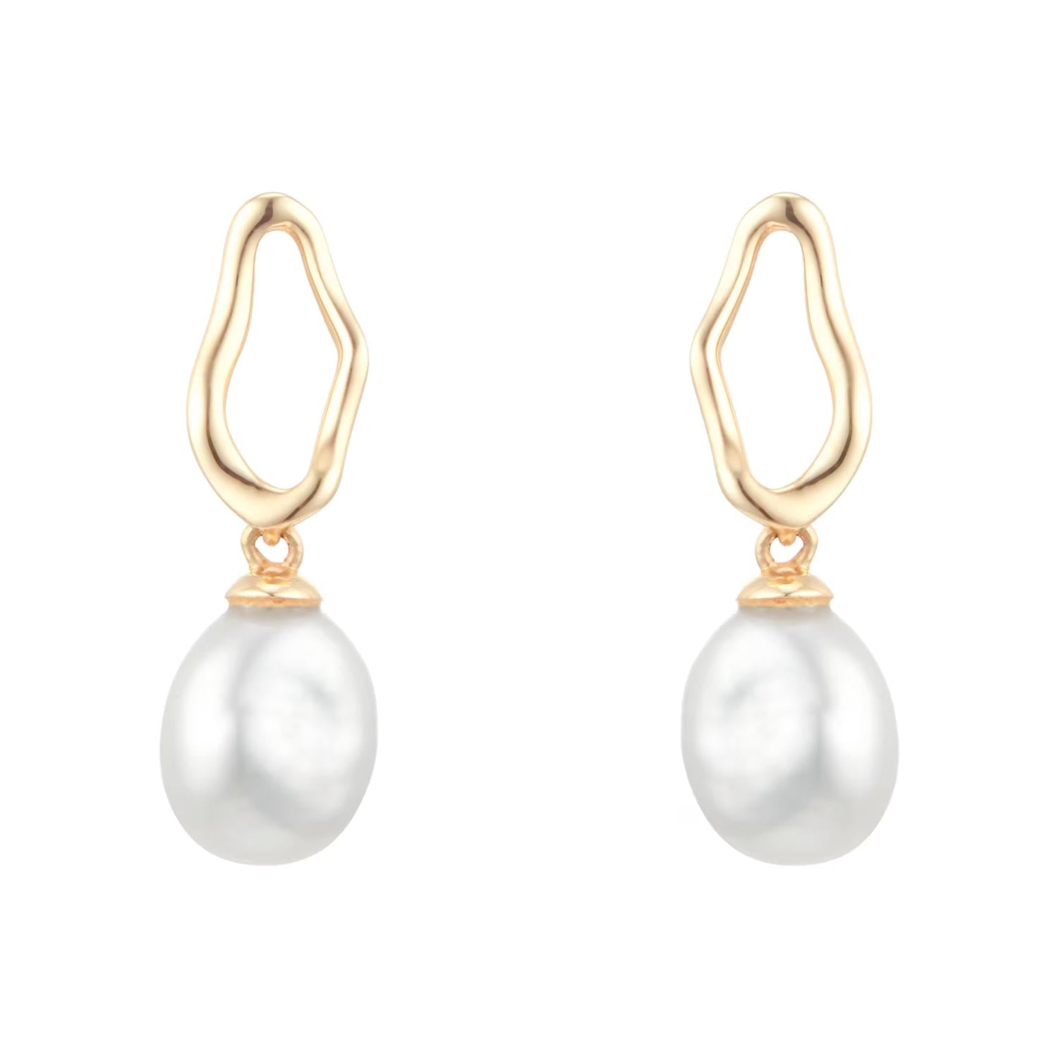 18ct Yellow Gold Baroque Pearl Stud Earrings