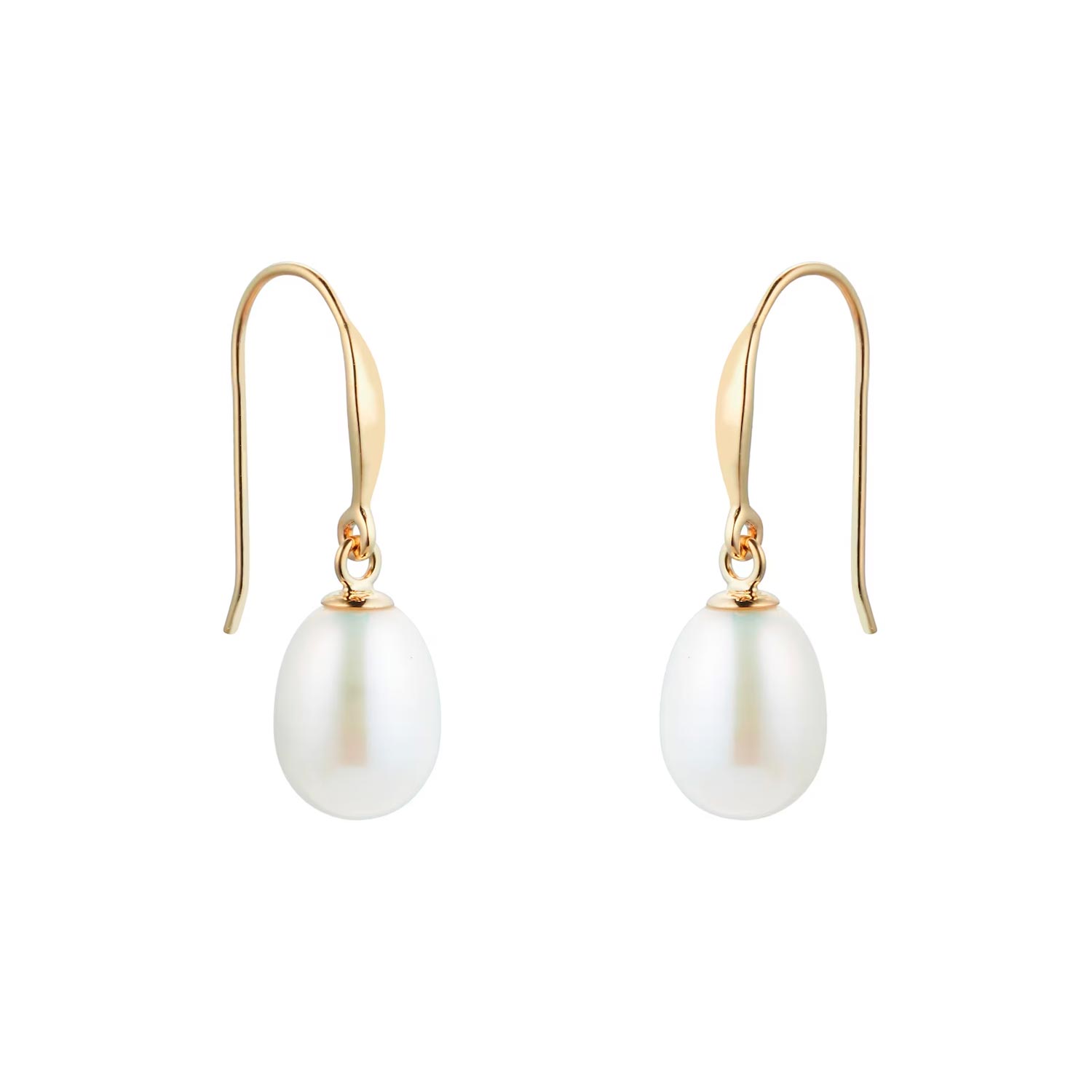 9ct Yellow Gold 7mm Freshwater Pearl Drop Earrings – Image 2