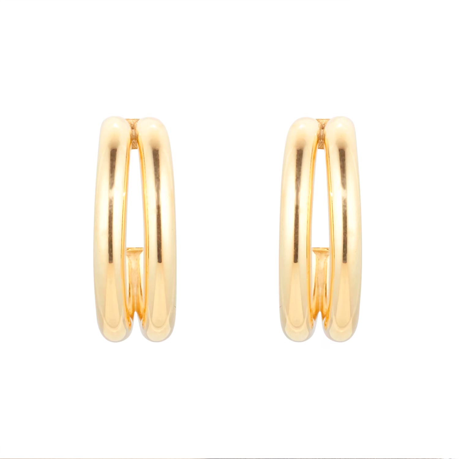 9ct Yellow Gold Double Layer Hoop Earrings – Image 4