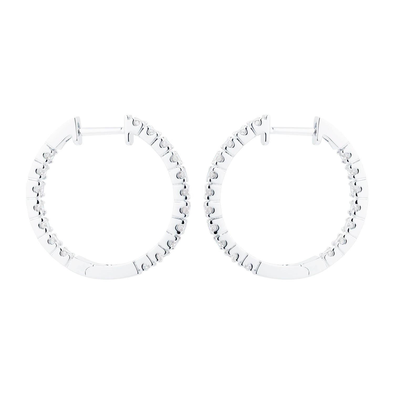 18ct White Gold 1.00cttw Diamond 20mm Hoop Earrings – Image 2