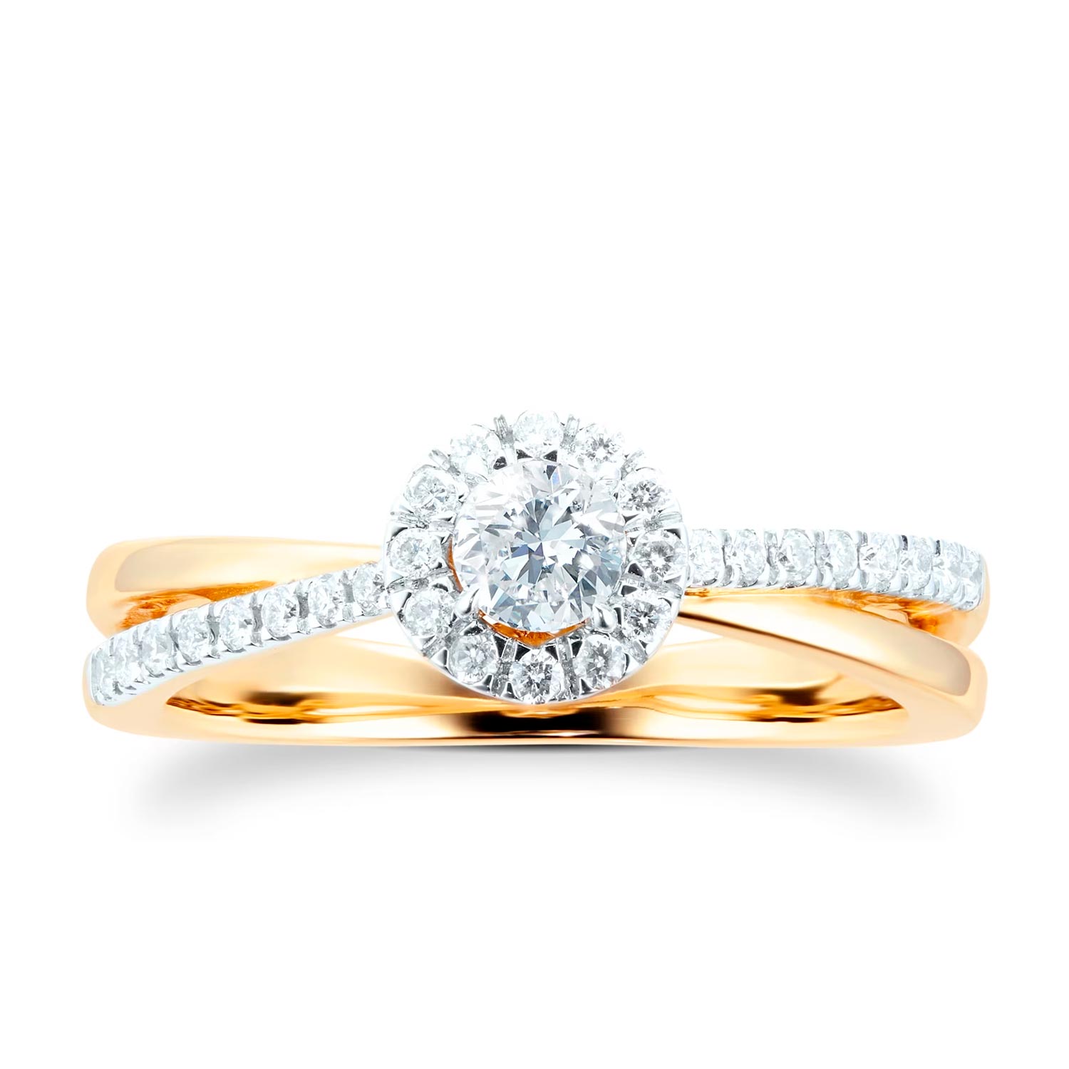 18ct Yellow Gold 0.40ct Round Halo Engagement Ring – Image 4