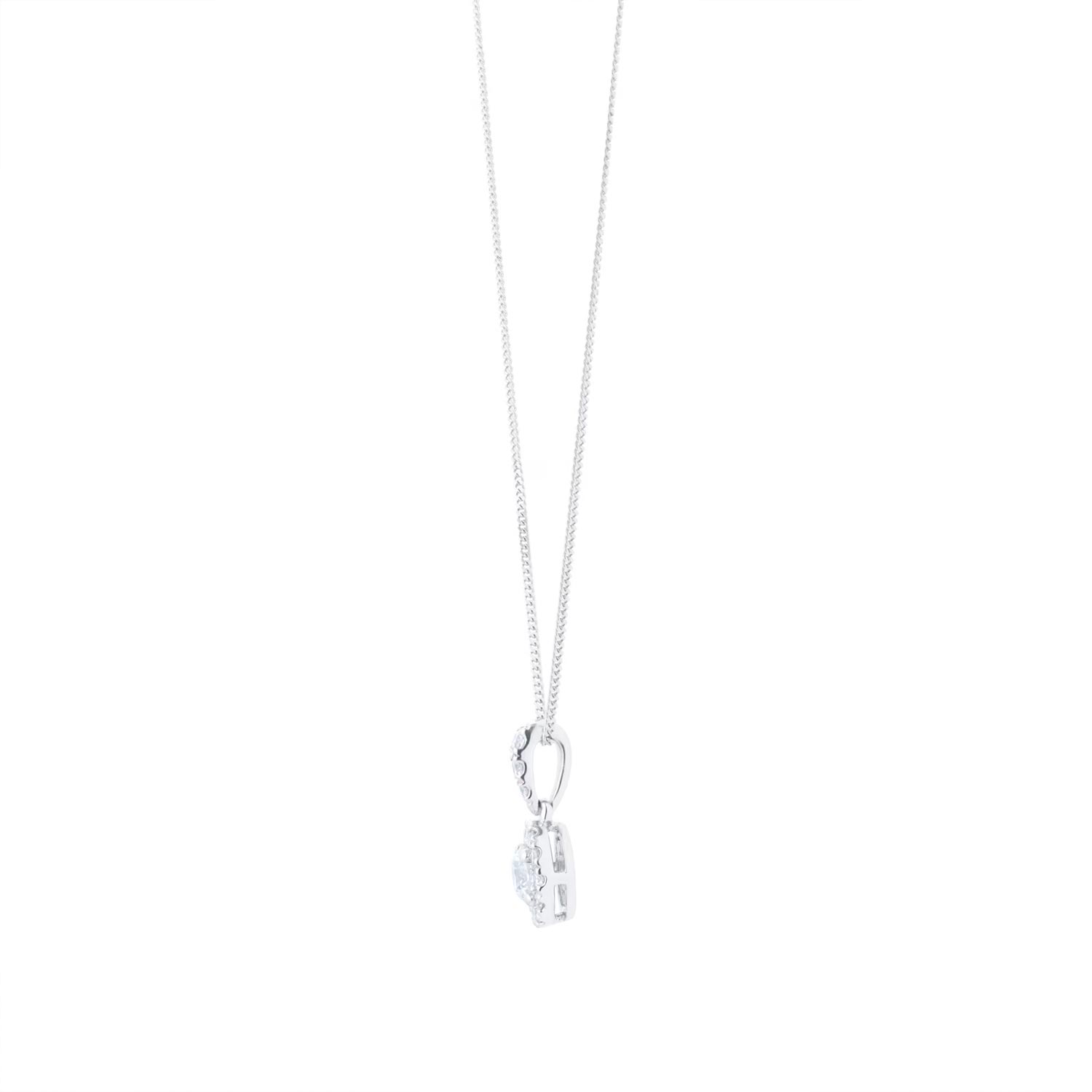 9ct White Gold 0.40cttw Round Halo Pendant – Image 4