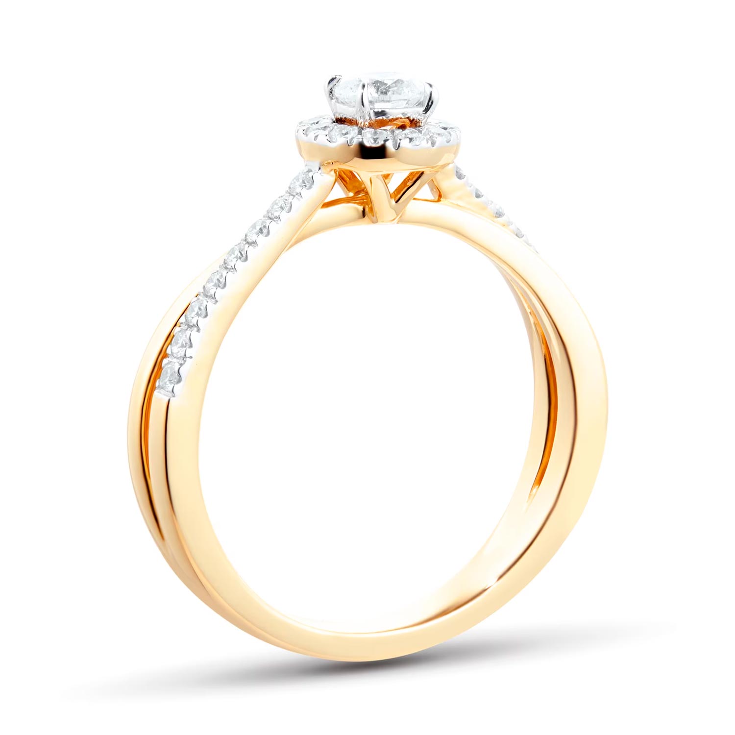 18ct Yellow Gold 0.40ct Round Halo Engagement Ring – Image 3