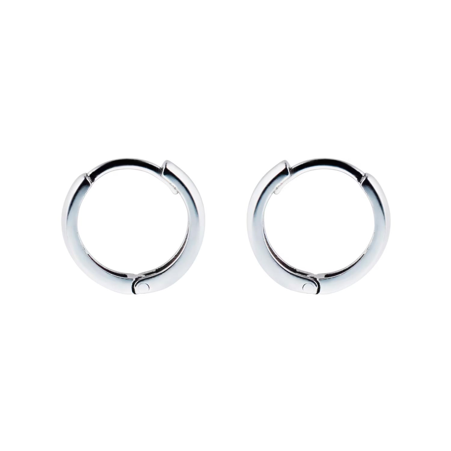 9ct White Gold 10mm Huggie Hoop Earrings – Image 3